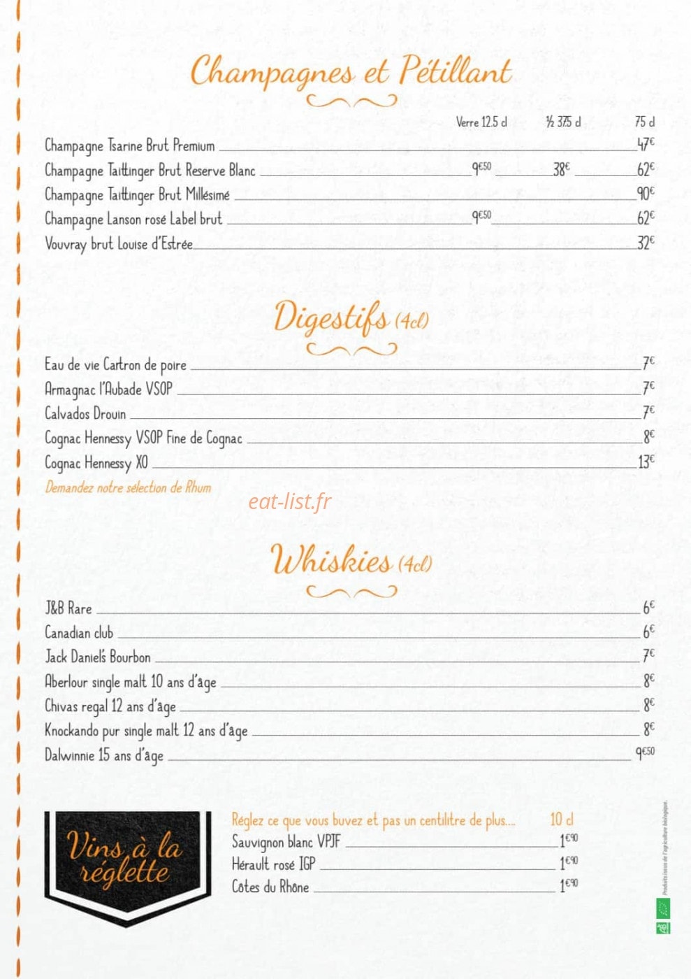 Restaurant Bistro Yonnais — carte page 10