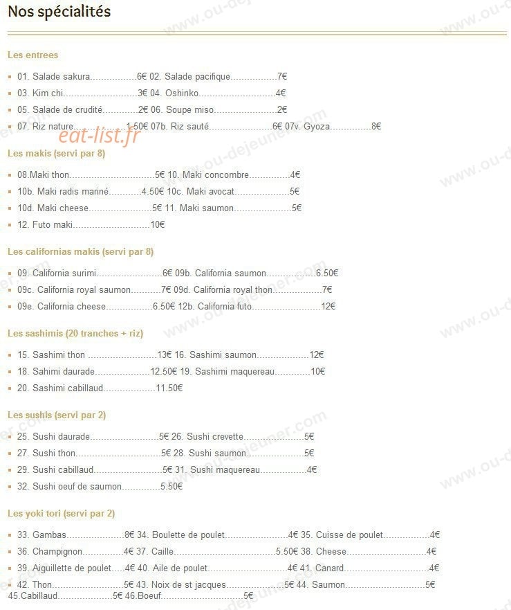Sakura — carte page 1