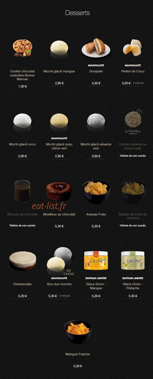 Sushi Shop — carte page 25