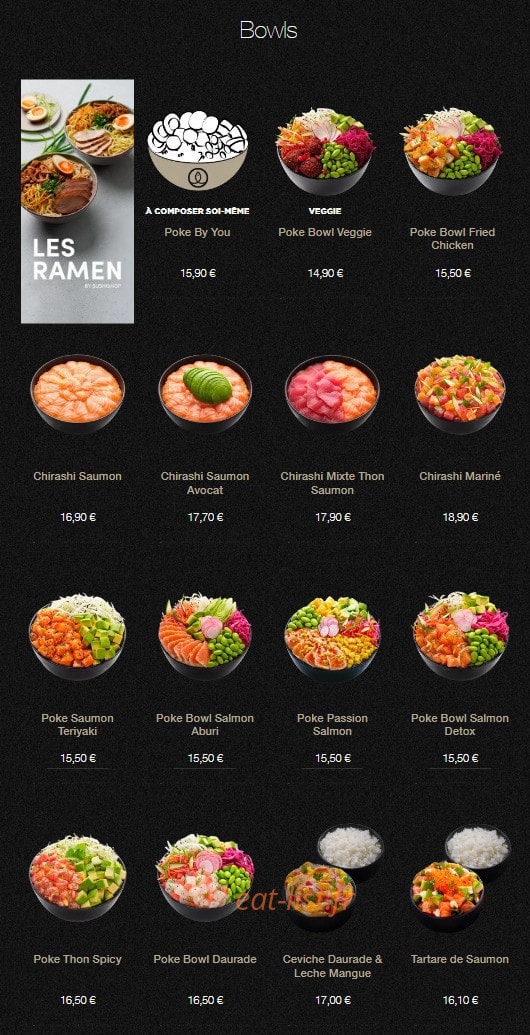 Sushi Shop — carte page 20