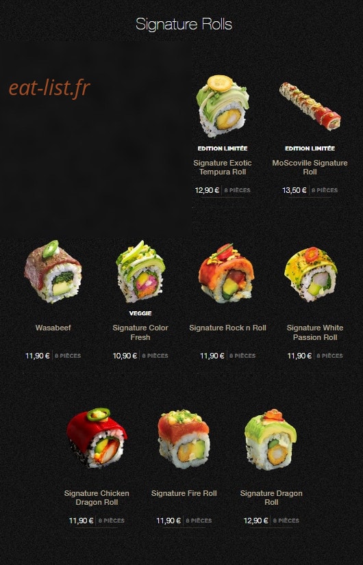 Sushi Shop — carte page 19