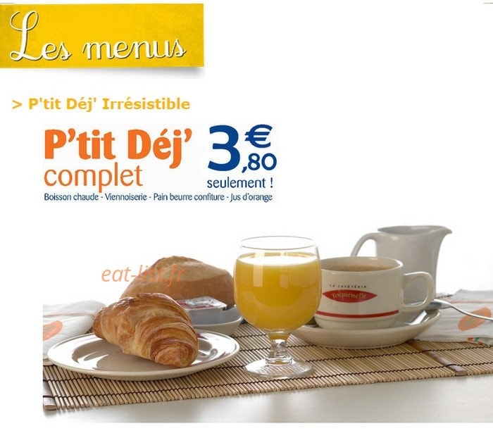 Toquenelle Cafétéria — carte page 1