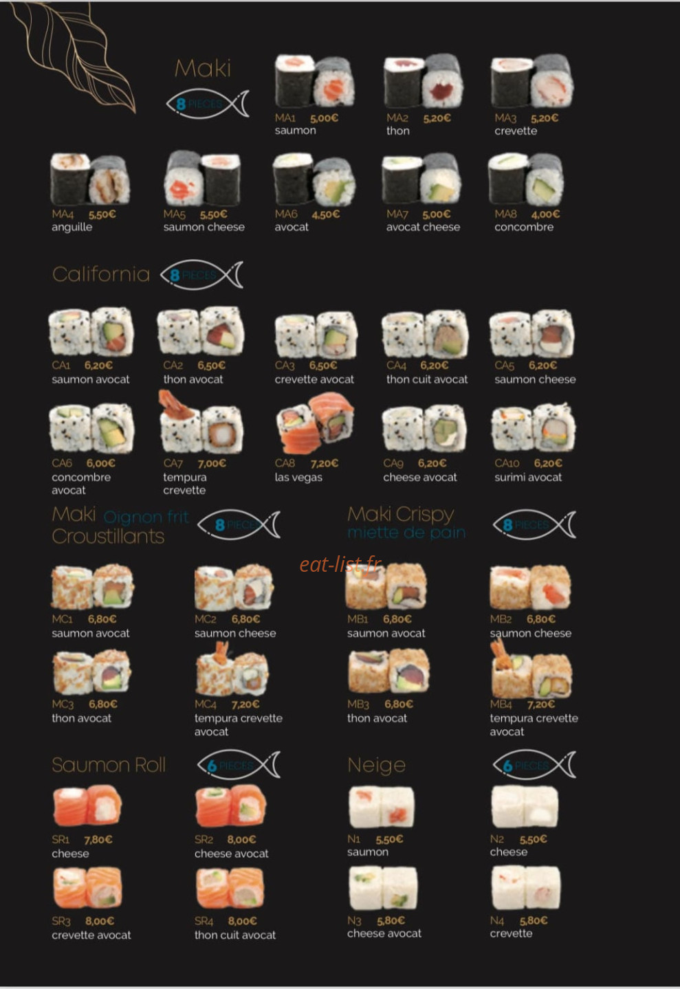Yume sushi — carte page 3