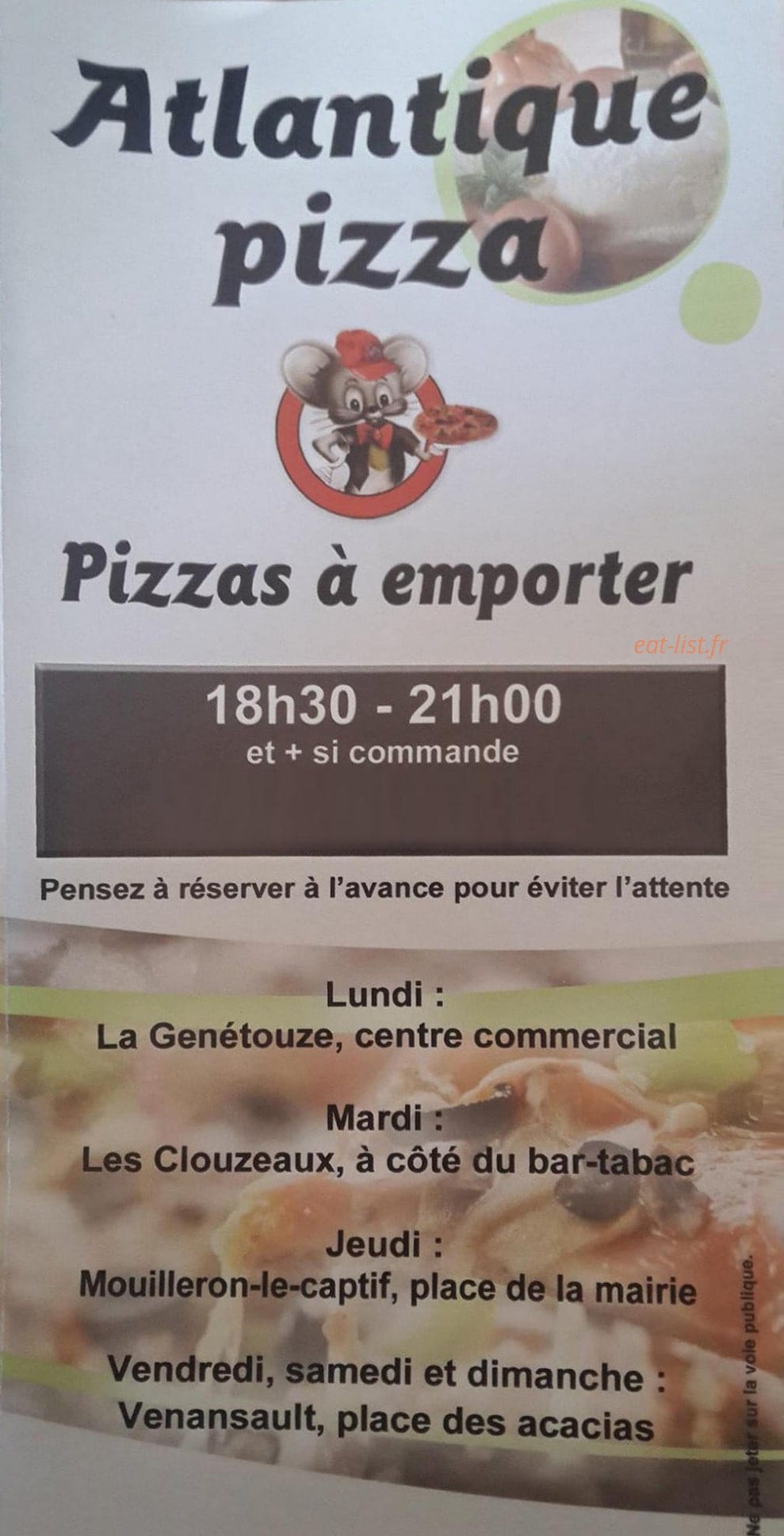 Atlantique pizza — carte page 1
