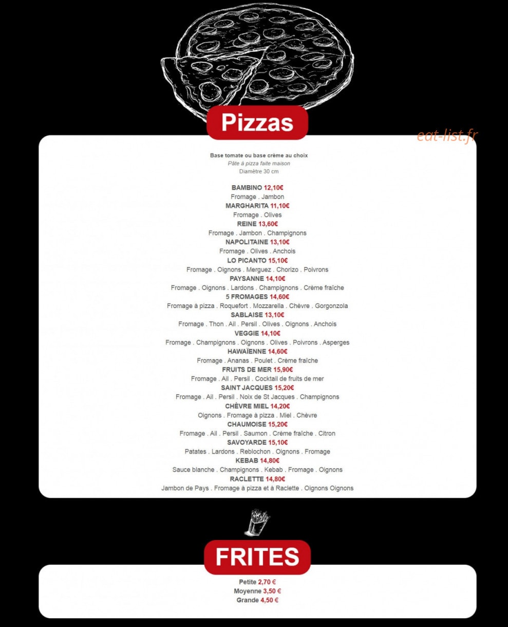 Arundel pizz — carte page 1