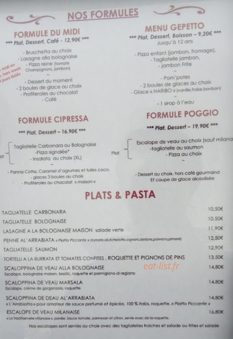 Bar des Halles — carte page 1