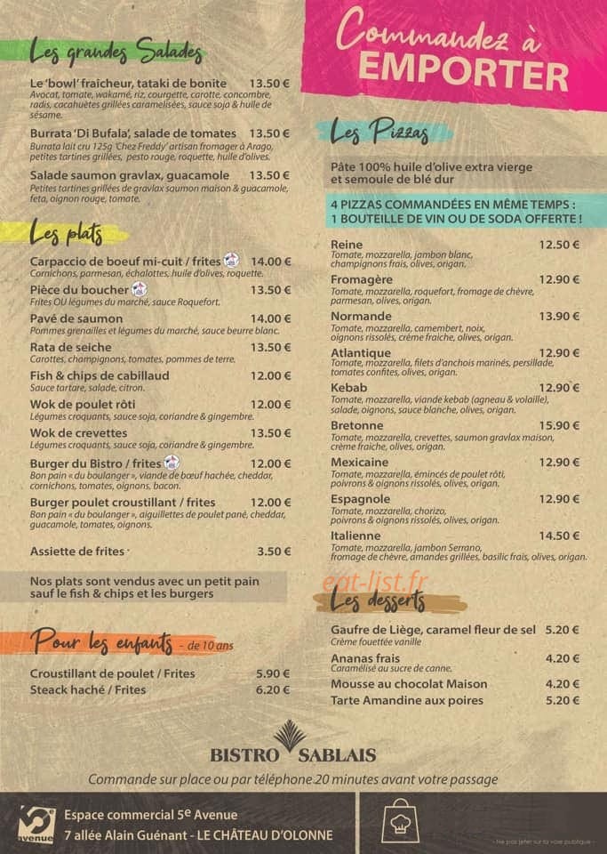 Bistro Sablais — carte page 2