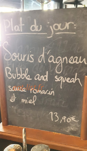 Carte et menu de Brasserie de L'Hôtel de Ville à Les Sables d'Olonne — Exemple de menu