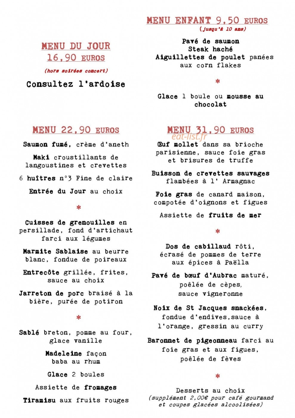 Brasserie le vintage — carte page 3
