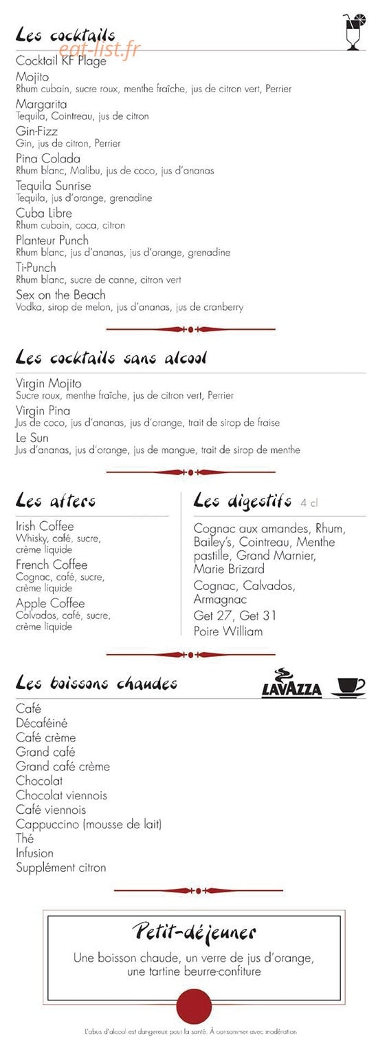 Café de la Plage — carte page 2