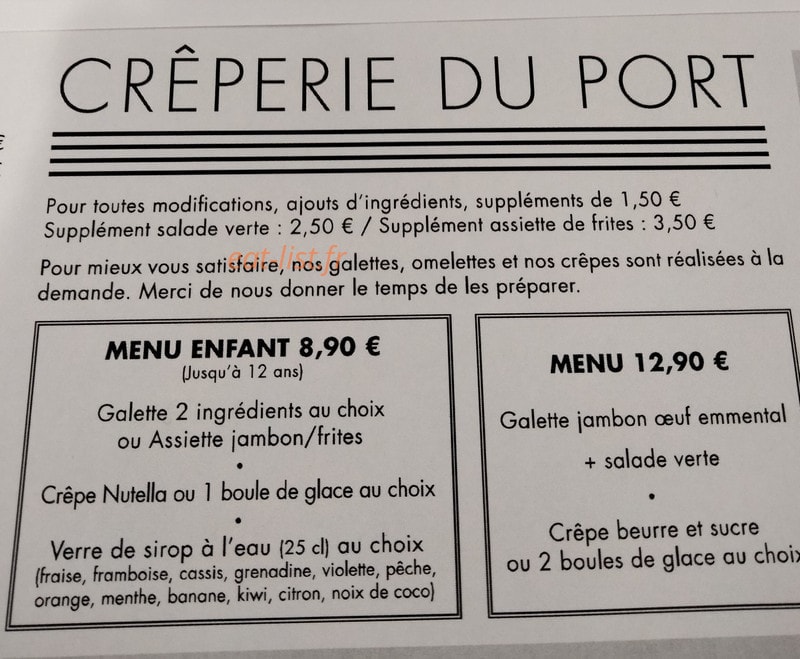Crêperie du Port — carte page 1