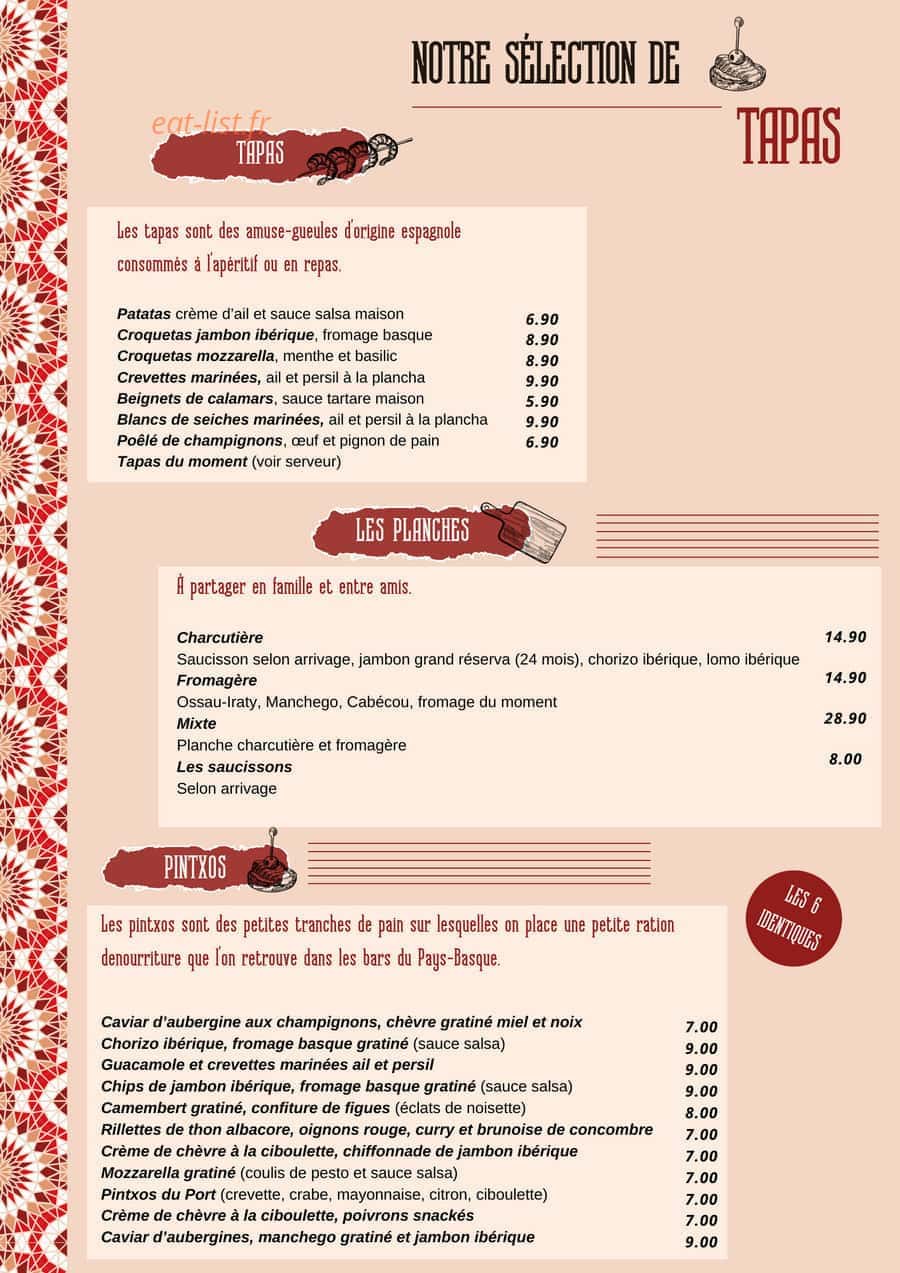 La Bodega — carte page 1