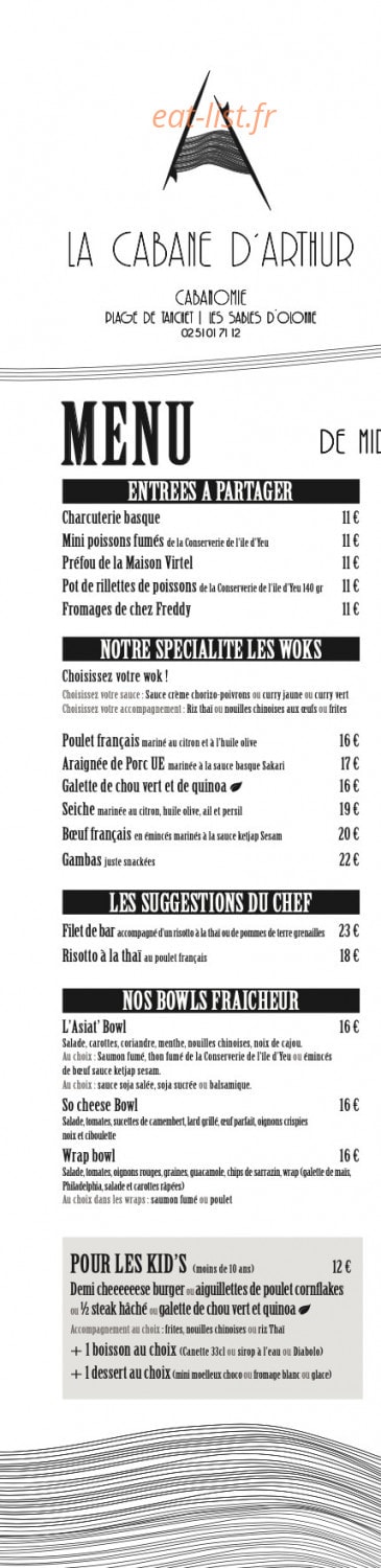 La Cabane d'Arthur — carte page 2