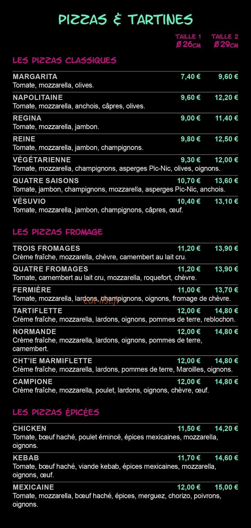 La Fringale — carte page 2