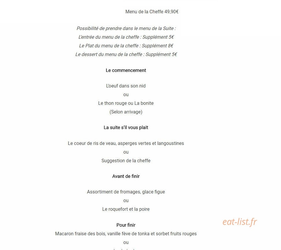 La Suite S'il Vous Plait — carte page 4