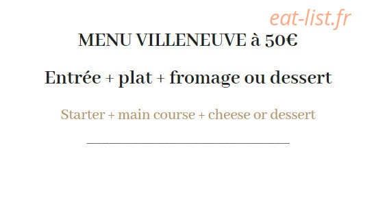 La Table de Villeneuve — carte page 1