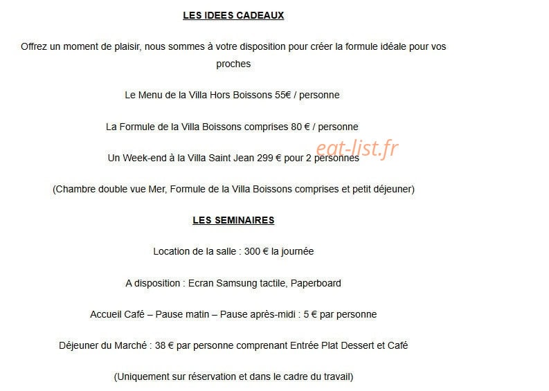 La Villa Saint Jean — carte page 2