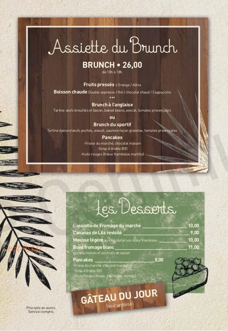Le bistrot de Lila — carte page 3