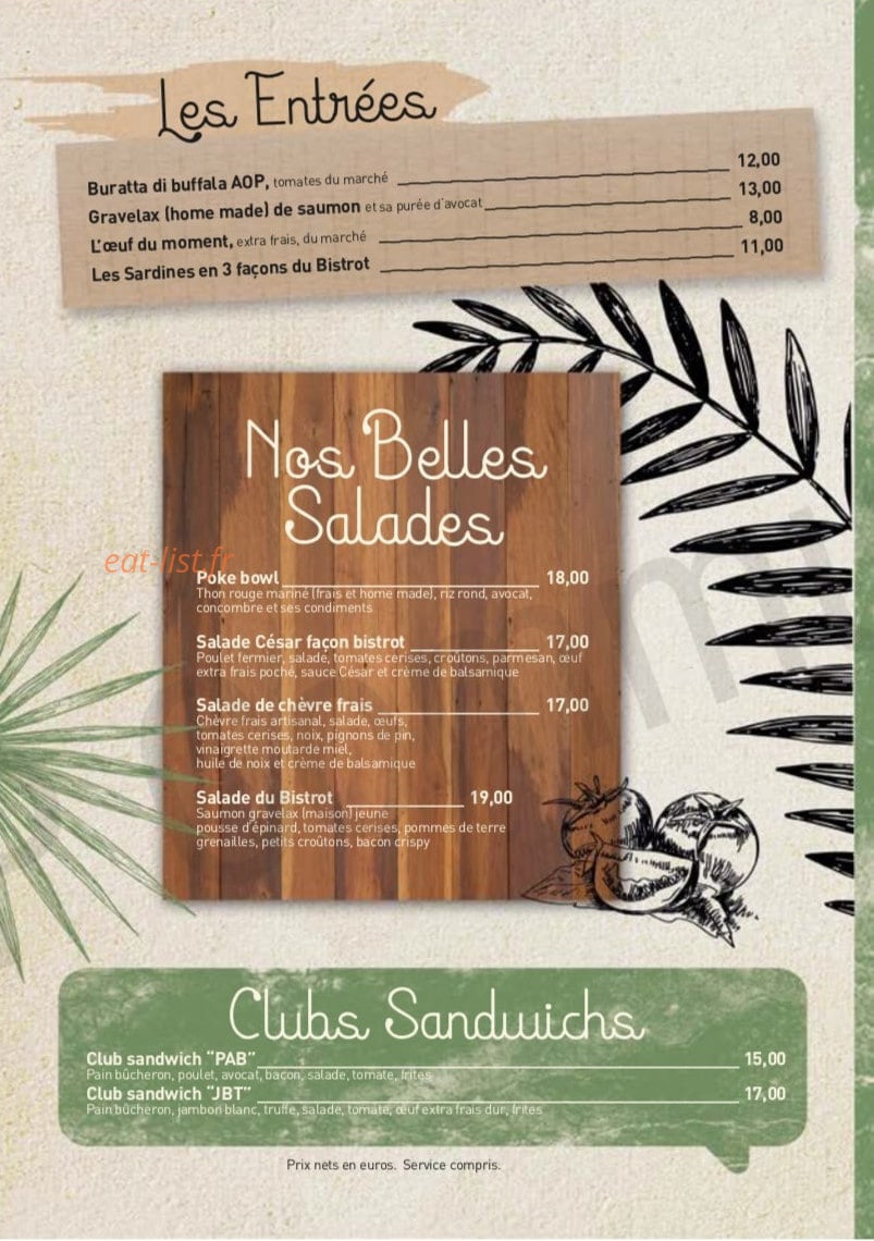 Le bistrot de Lila — carte page 1