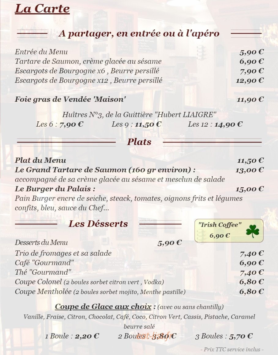 Le Bistrot Du Palais — carte page 2
