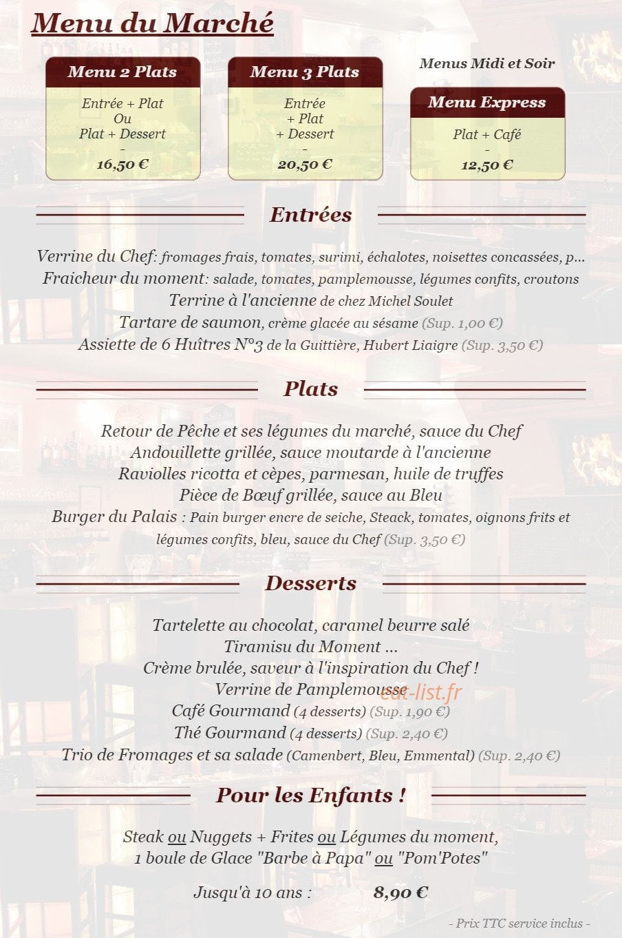 Le Bistrot Du Palais — carte page 1
