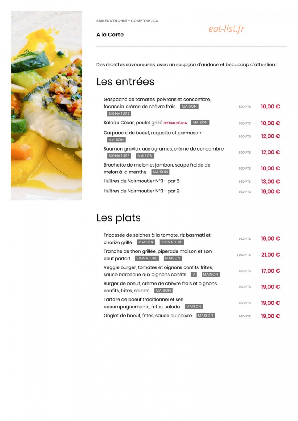 Le Comptoir JOA — carte page 1