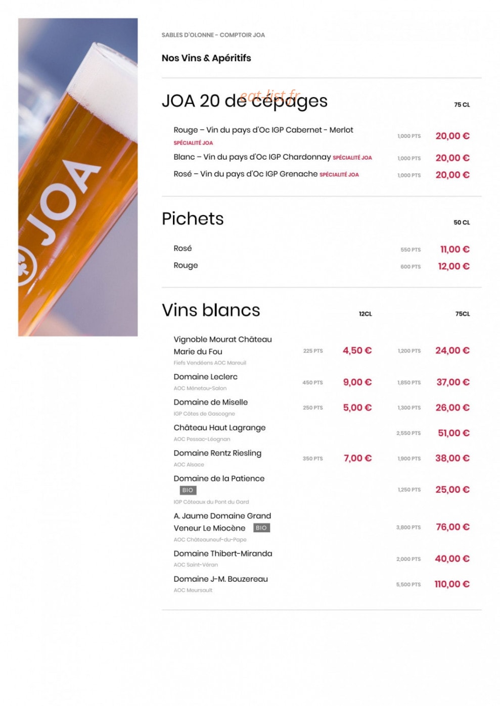 Le Comptoir JOA — carte page 4