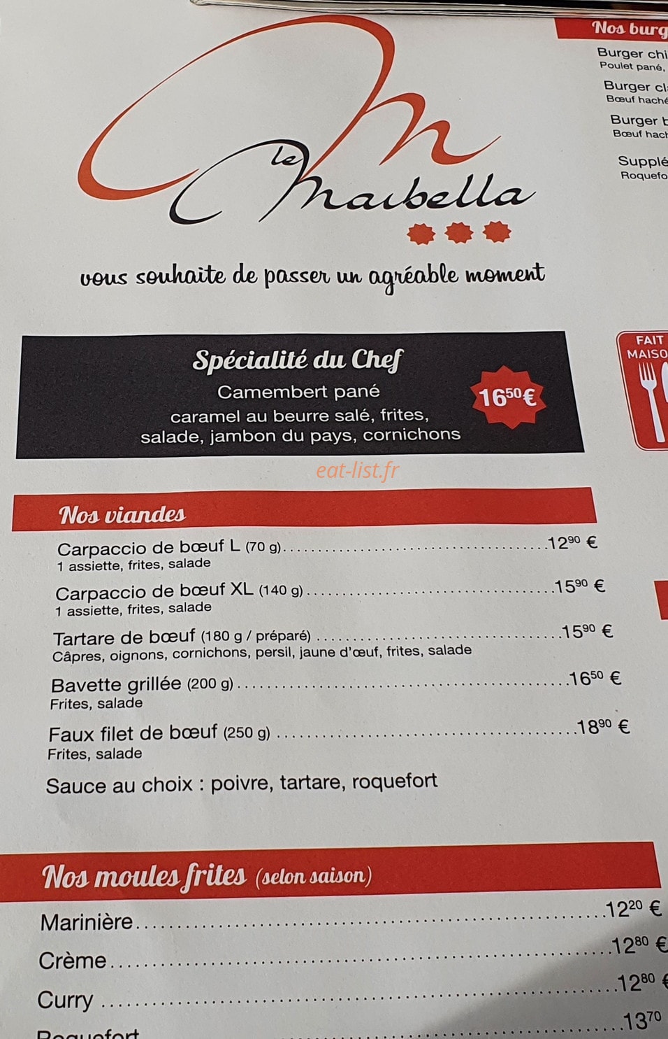 Le Marbella — carte page 2