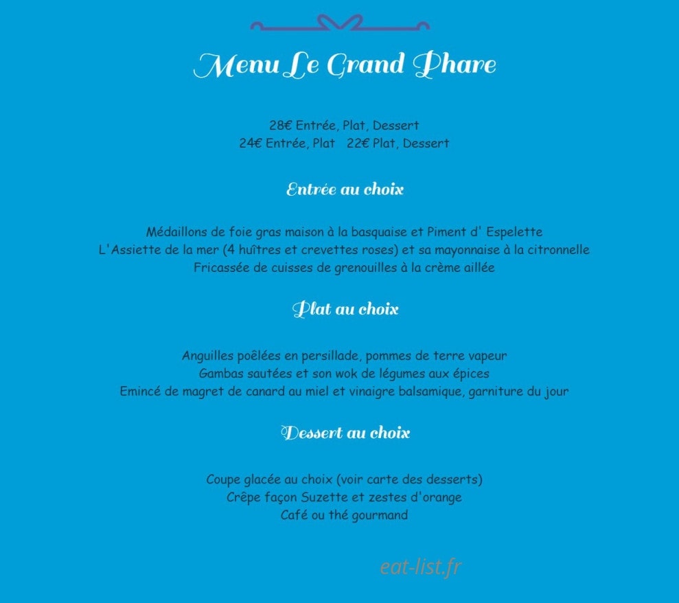 Le P'tit Phare — carte page 1