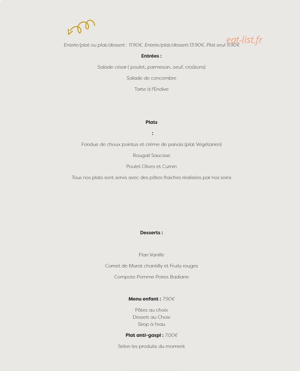 L'Atelier des Pâtes — carte page 1