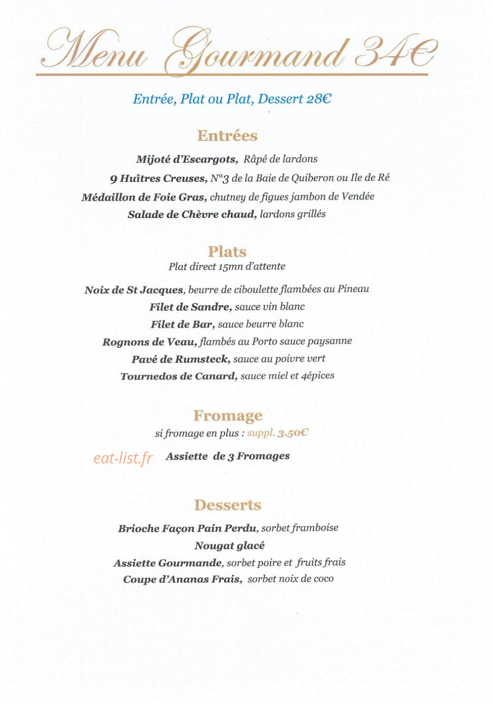 Auberge la Terrasse — carte page 2