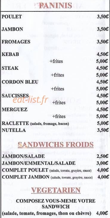 La p'tite fringale — carte page 3