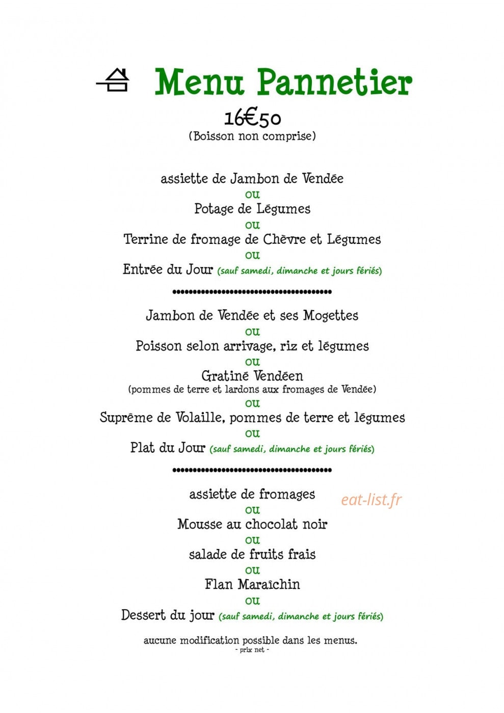 Auberge de Maître Pannetier — carte page 4