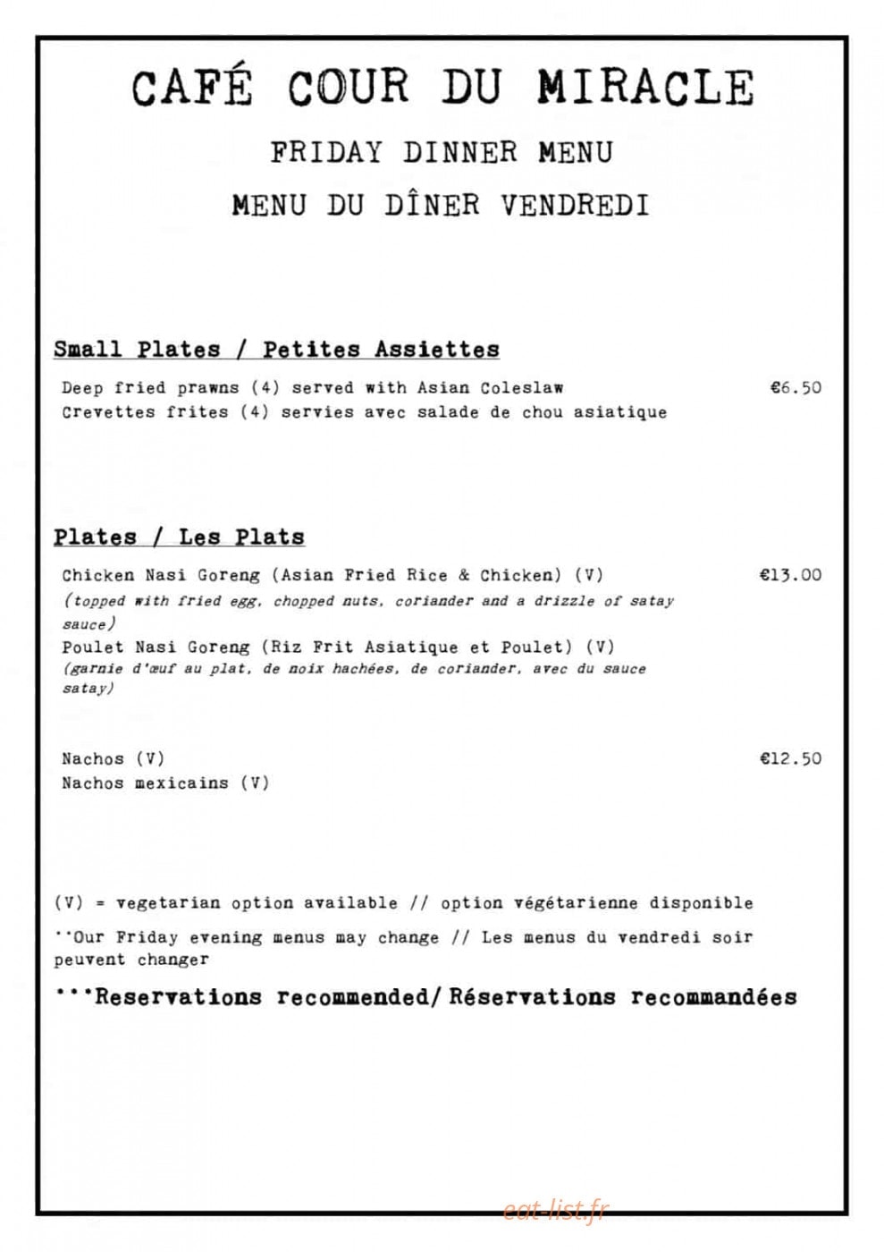 Cafe Cour du Miracle — carte page 4