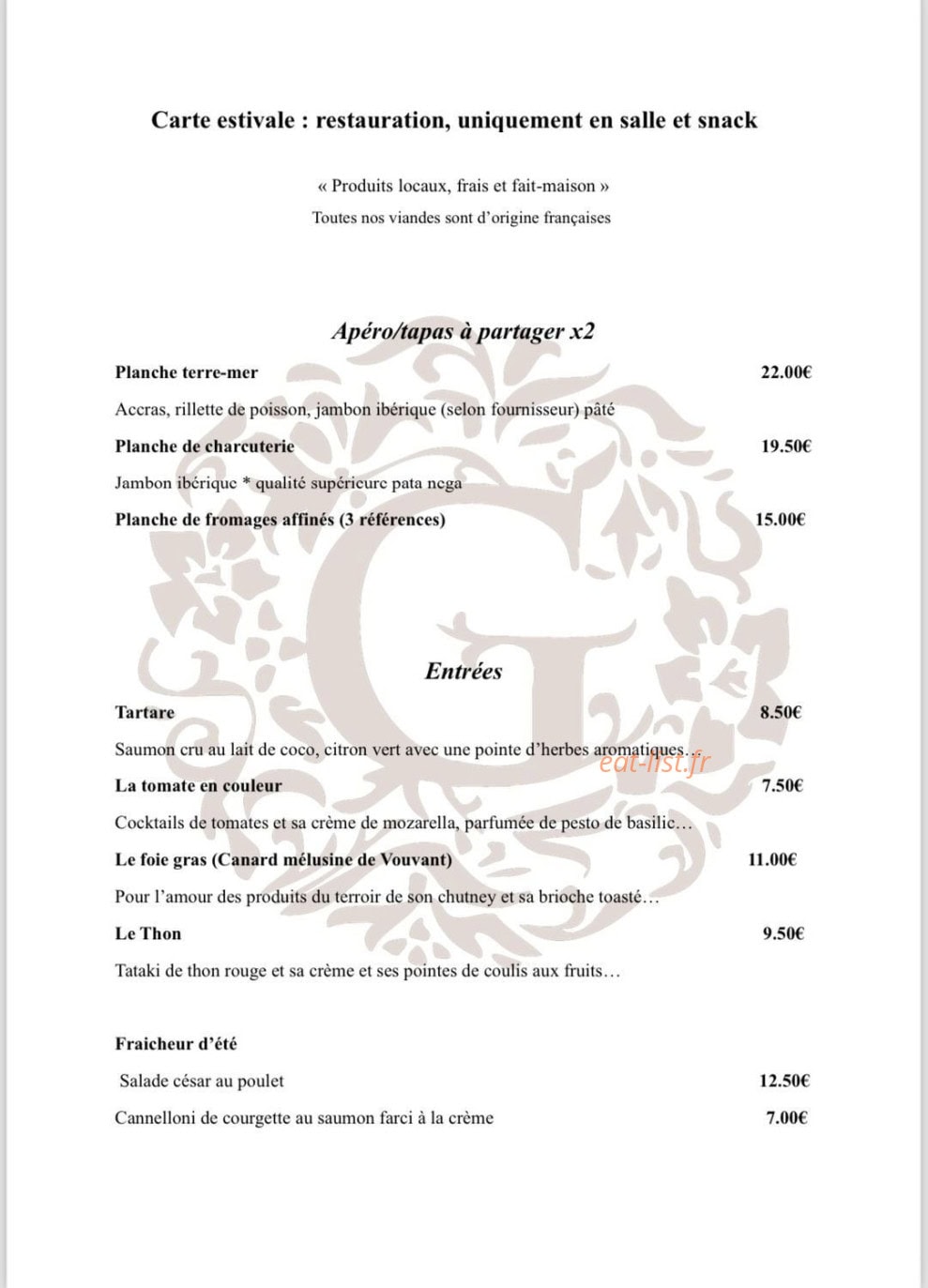 La Grange du Hameau — carte page 1