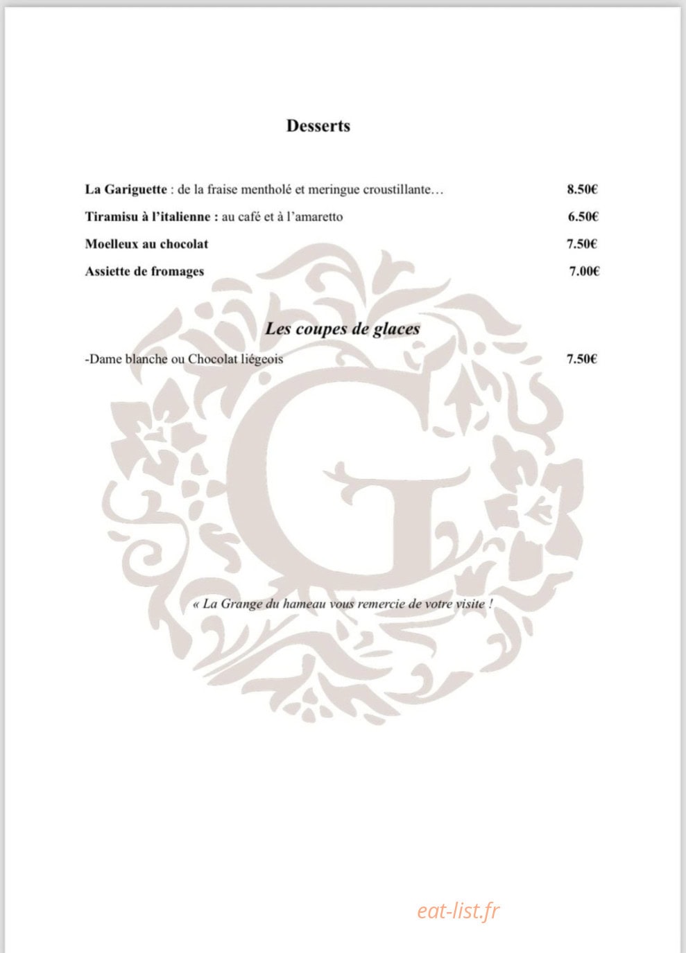 La Grange du Hameau — carte page 3