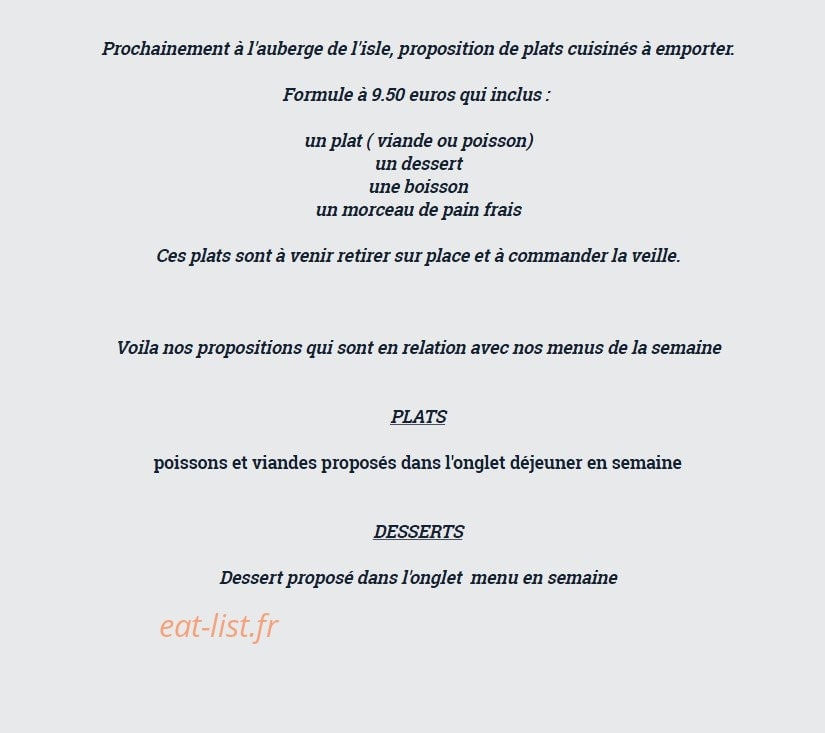 Auberge de l'Isle — carte page 2