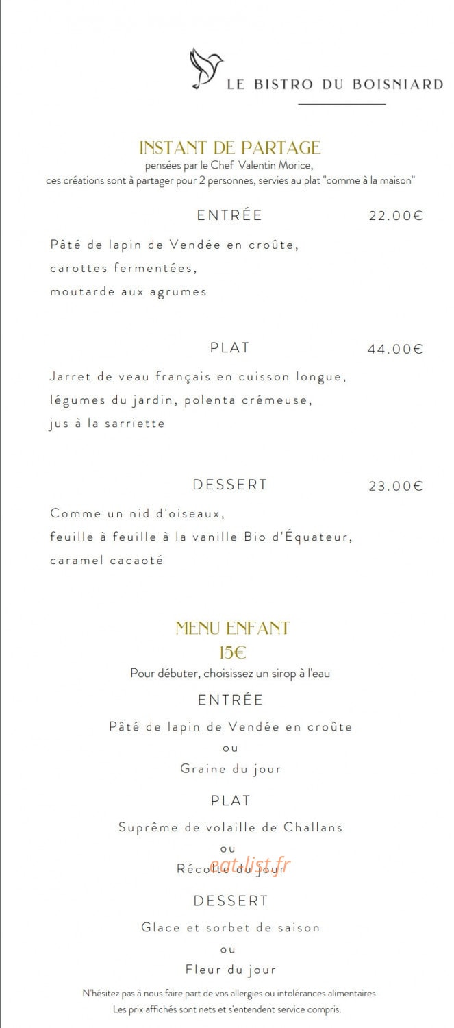 Domaine du Boisniard — carte page 1