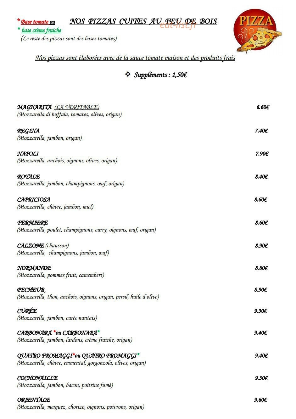 Creperie du vidame — carte page 1