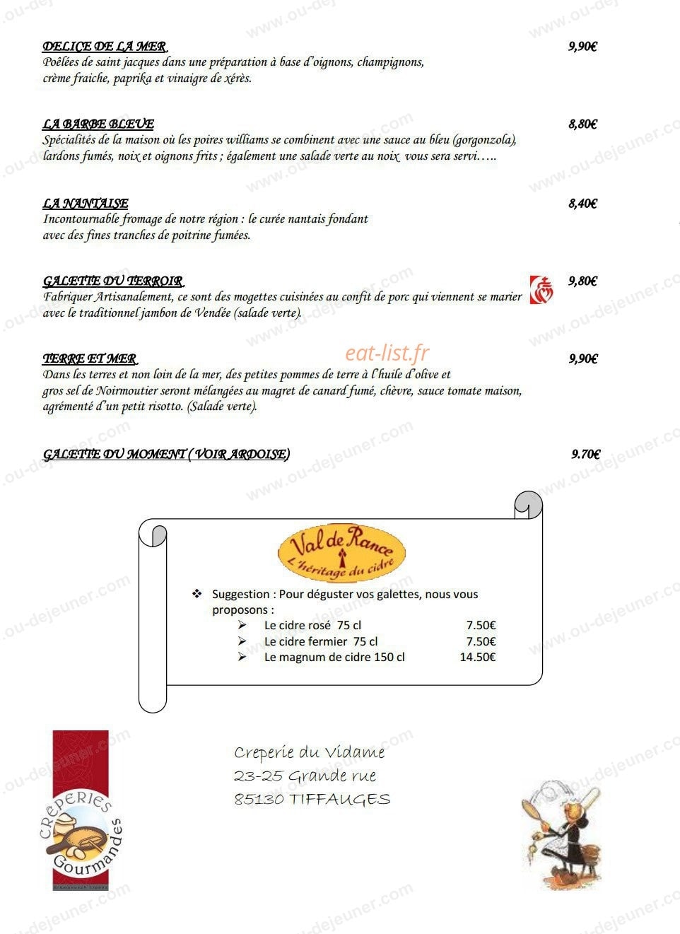 Creperie du vidame — carte page 4