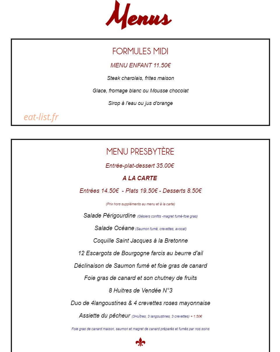 Le Presbytère — carte page 1