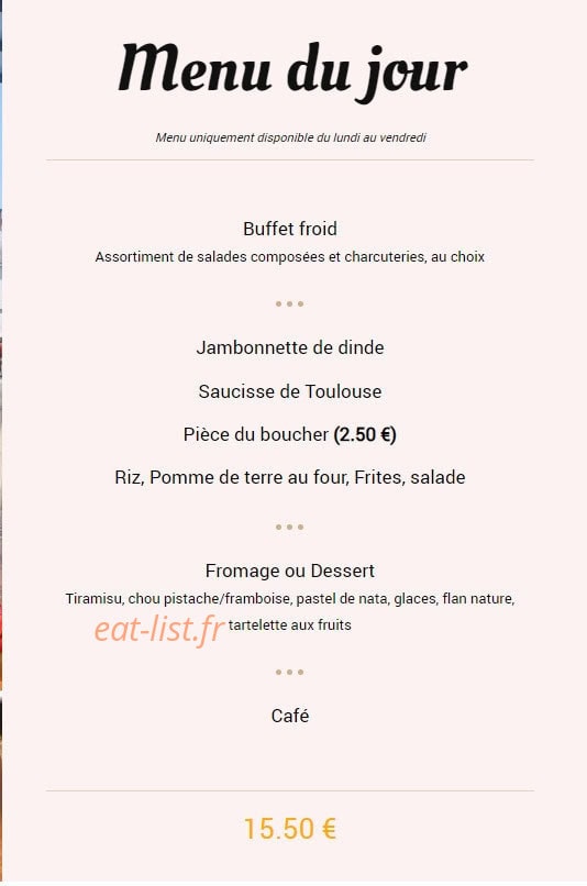 Chez Elisa — carte page 1