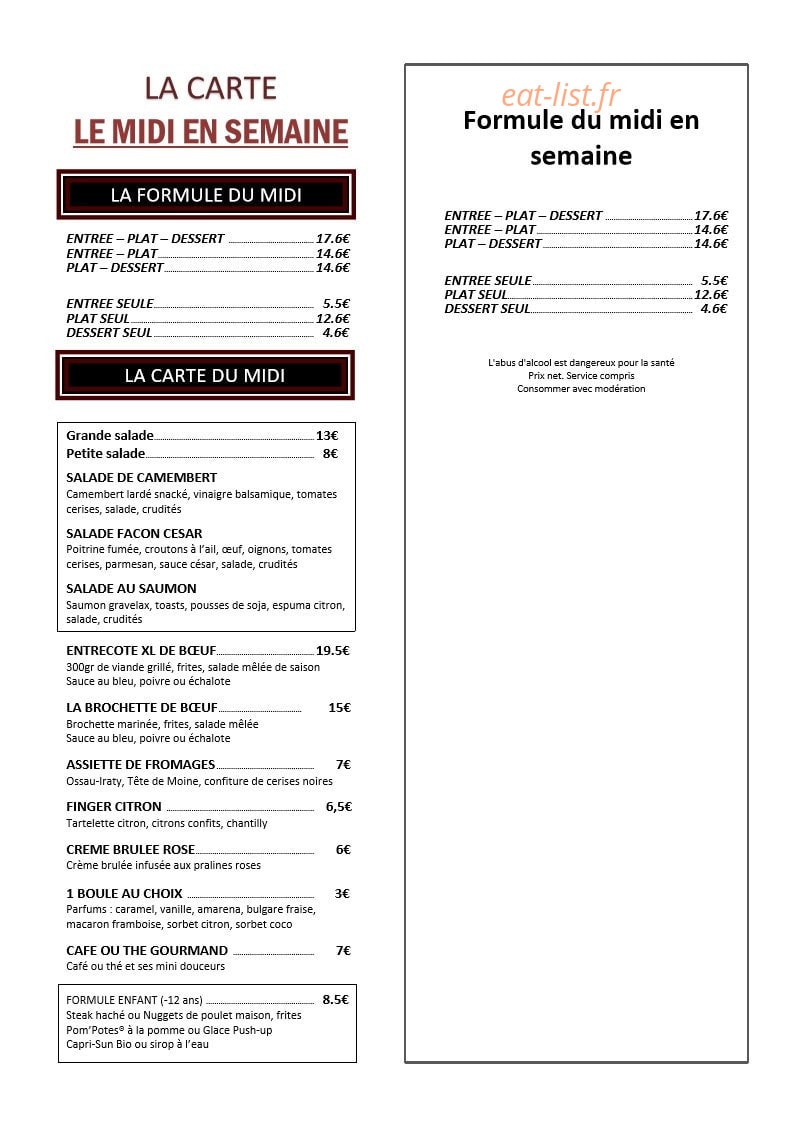 Le White Hop — carte page 1