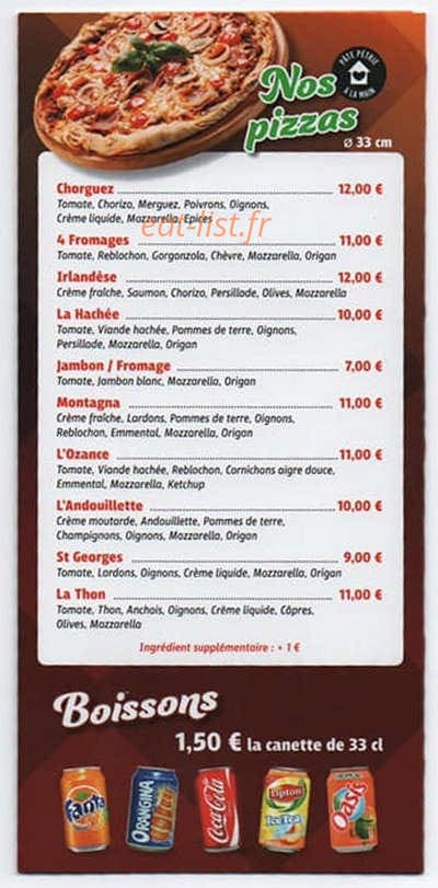 L'Auzance Café — carte page 1