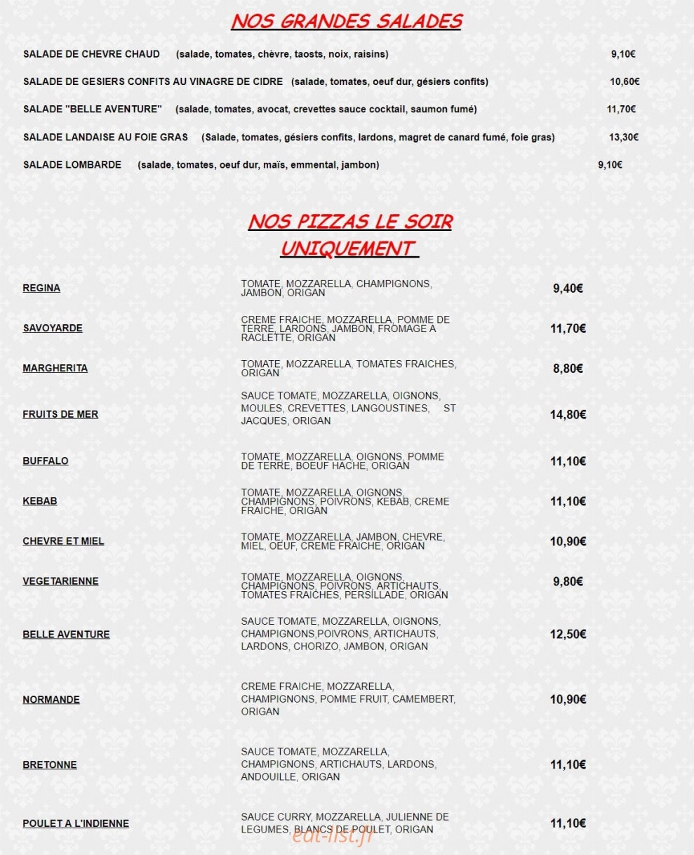 La Belle Aventure — carte page 1
