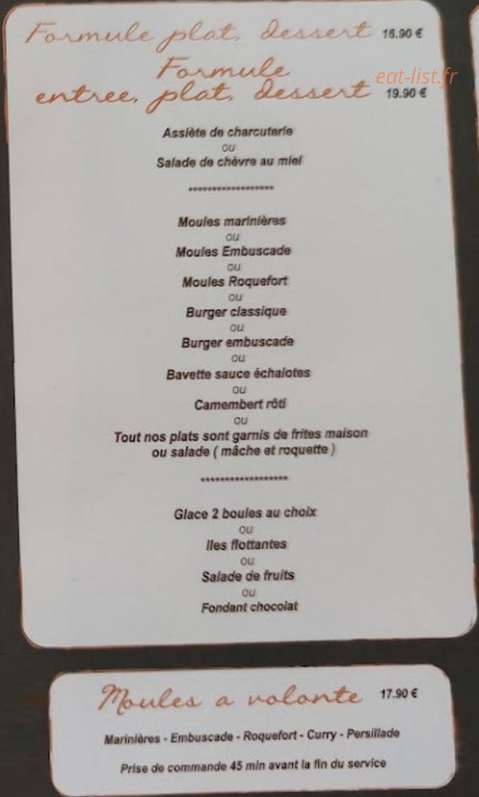 Bar Restaurant l'Embuscade — carte page 3