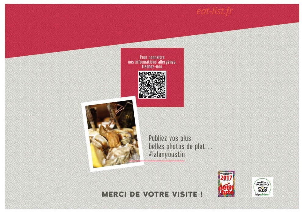 Carte et menu de La Langoust'in à Saint Jean de Monts — Informations