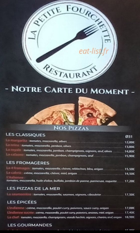 La Petite Fourchette — carte page 1