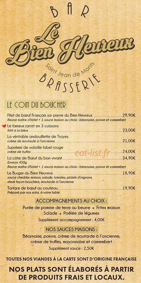 Le Bien Heureux — carte page 2