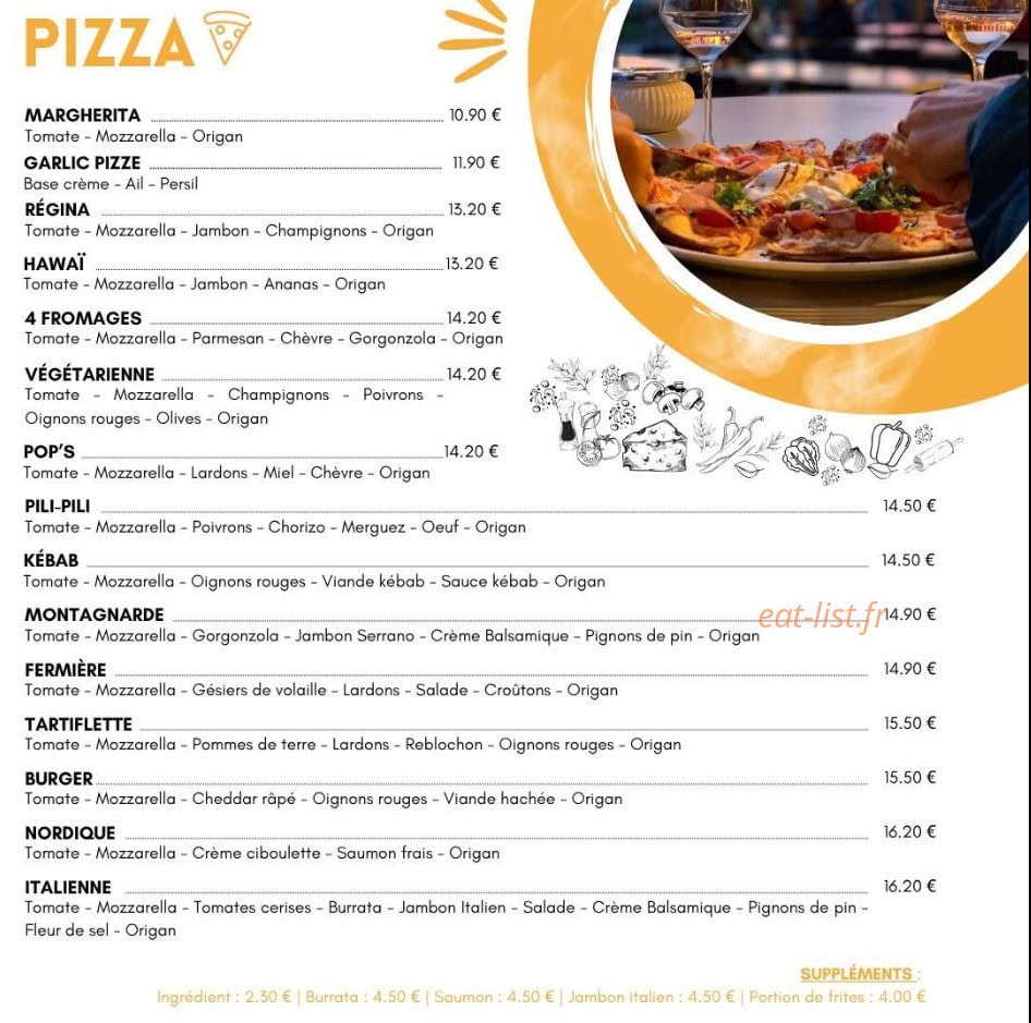 Carte et menu de Le Caprice à Saint Jean de Monts — Pizzas